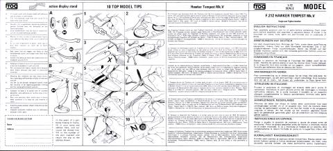 Инструкция FROG F212 Hawker Tempest Mk.5 Fighter-bomber, Rovex Models and Hobbies, 1974-77